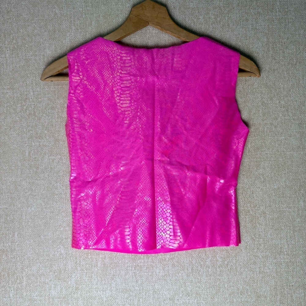 House of Lebied Pearl Snake Tank Top in Pink Python Size M - Picture 2 of 4